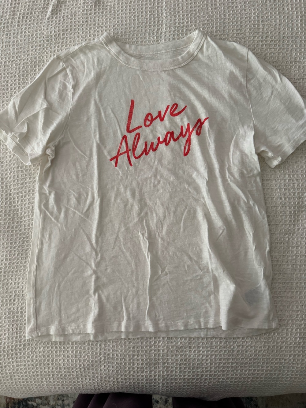 Old Navy White Short-Sleeve Tee with Red "Love Always" Script